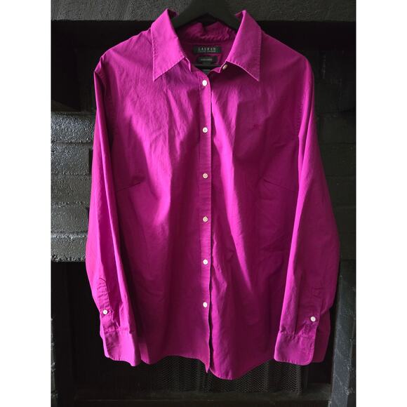 Lauren Ralph Lauren Magenta Collared Button Down Long Sleeve Dress shirt 2x - Picture 1 of 9